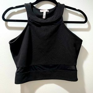 LEITH Black Boatneck Crop Top